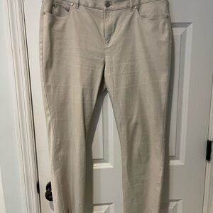 Beige Straight-Leg Pants